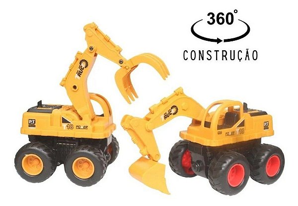 Miniatura Trator De Construção A Fricção Gira 360 De 18 Cm