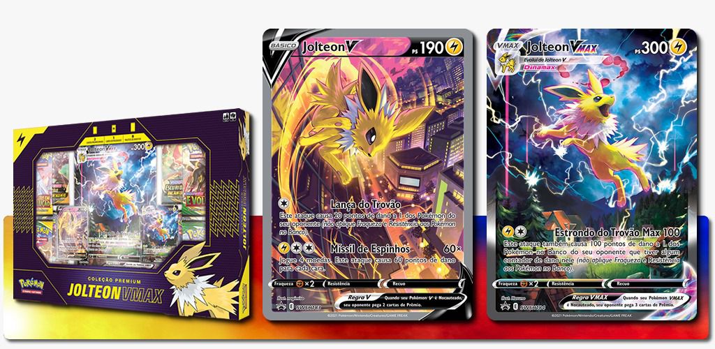 Box Pokémon Coleção Premium Jolteon Vmax Cartas Copag