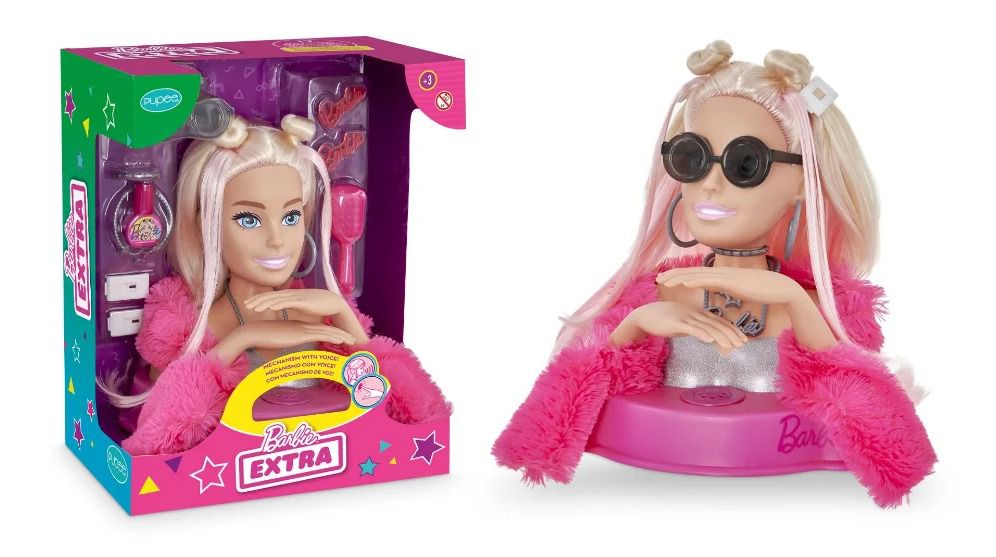 Boneca Busto Da Barbie Extra De Luxo Para Fazer Penteados Magicos -Maquiar Fala 12 Frases Incrivel De 32 Cm + Brinde Maquiagem