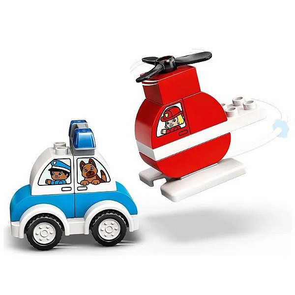 Lego Duplo Helicoptero Dos Bombeiros E Carro De Policia