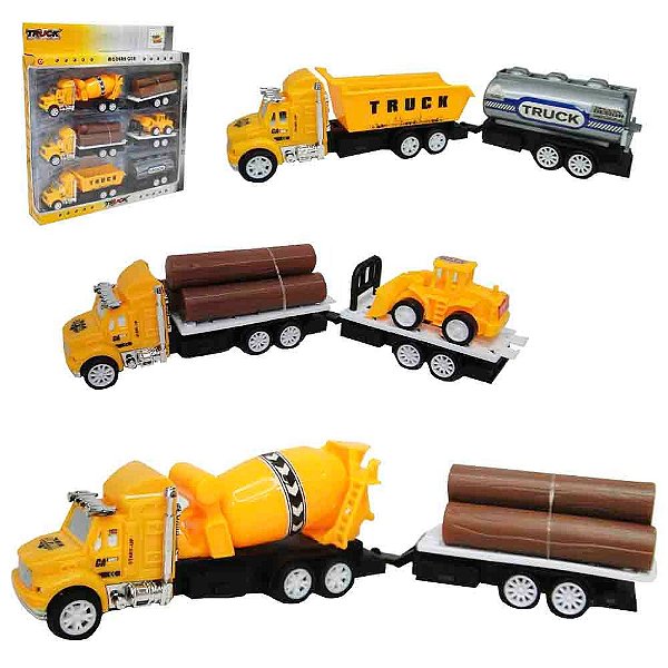 Kit Carrinhos Caminhão Brinquedo Construção Trator Truck Box