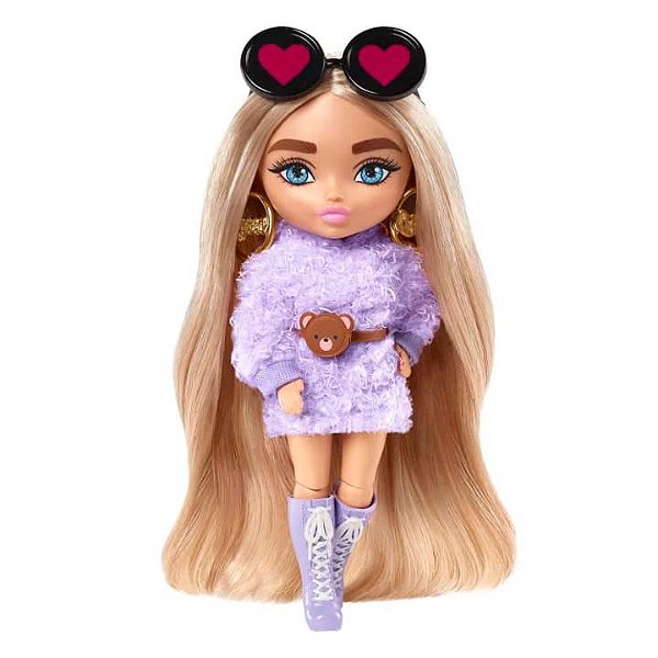 Boneca Barbie Extra Minis Doll Loira Vestido Felpudo Ed 2022