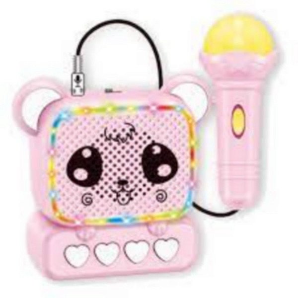 Caixa De Som Com Microfone Musical Infantil Music Kitty Fofo Rosa