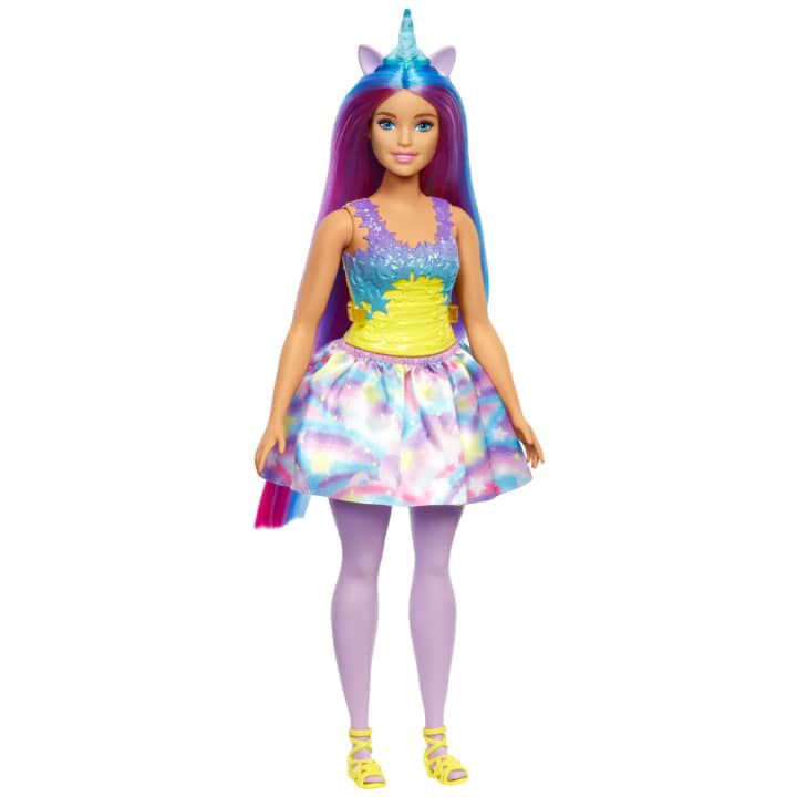 Boneca Barbie Dreamtopia Princesa Fantasia De Unicórnio - Vestido Magico Arco-íri -Cabelo Roxo com Chifre E Calda Colorida Edição 2022