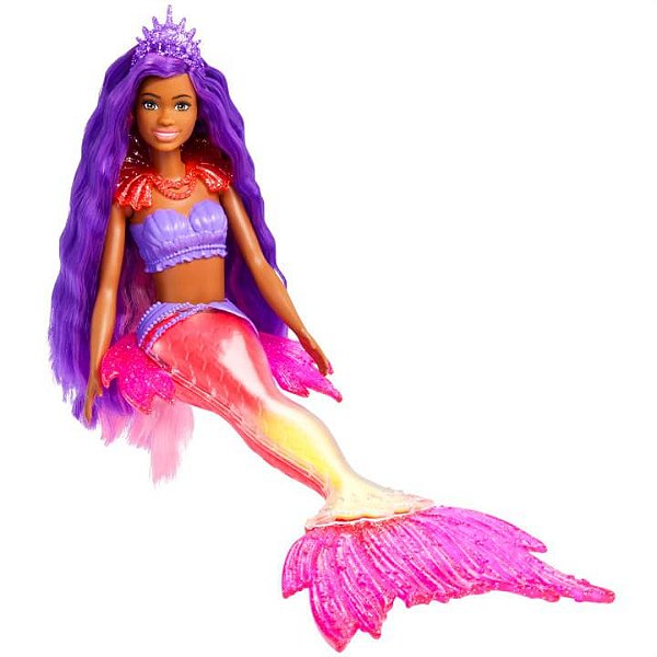 Boneca Barbie Sereia Magica - Negra De Cabelo Roxo Extra-longos Mermaid Power Malibu - Edição De Luxo De 2022