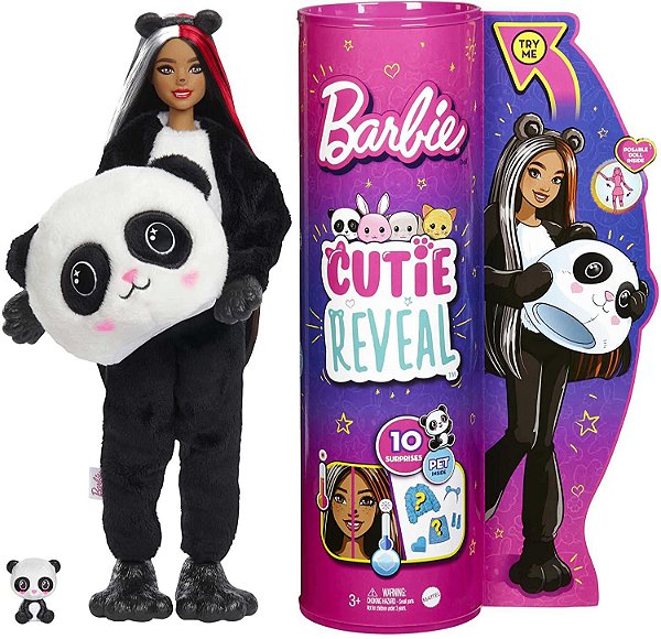 Boneca Barbie Color Reveal Cutie Revelação com Fantasia de Panda e 10 Surpresas Incluindo 1 Mini Pet com Mudança de Cor