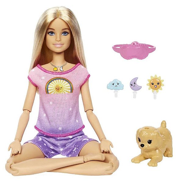 Boneca Barbie Meditação Dia E Noite Loira Com Pet Ed2022