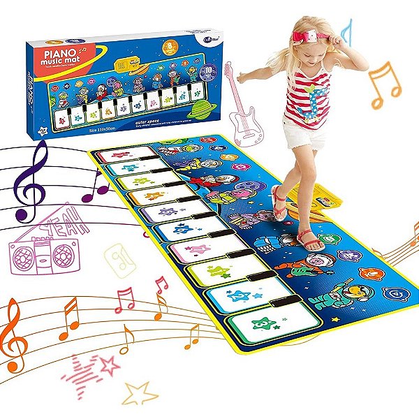 Teclado Piano Infantil Tapete Musical Mat Para Criança 110cm Espaço