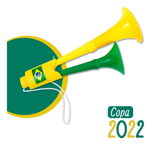 Kit 3 Corneta Dupla Pequena Buzina Copa Do Mundo Brasil 2022