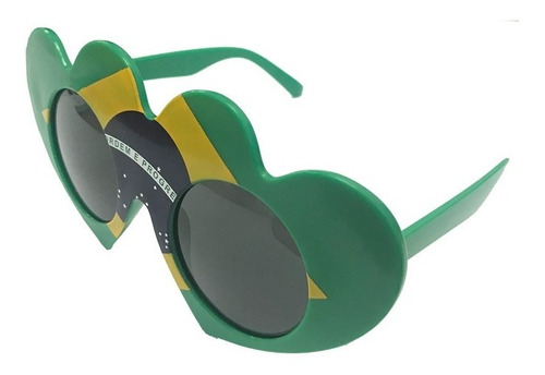 Oculos Plastico Verde E Amarelo Formato Bandeira Do Brasil Coração