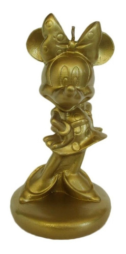 Vela Minnie Mouse Aniversário Festa 3d Dourado 15cm