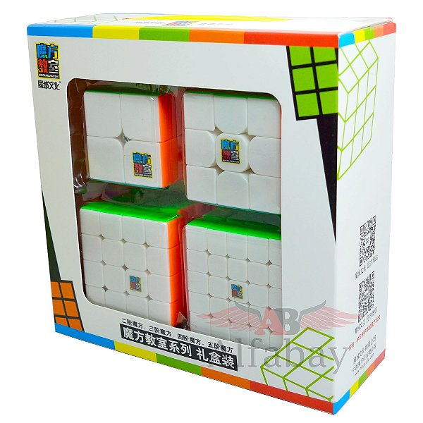 Kit Cubo Mágico Quebra Cabeça Profissional MoYu 2x2 3x3 4x4 - Cubo