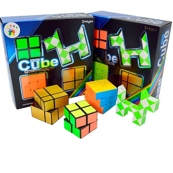 Box FanXin 3x3x3 Stickerless + 2x2x2 + Mirror 2x2x2 + Snake Tangram Puzzle
