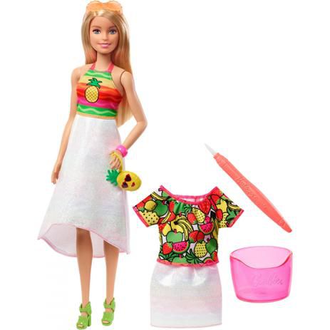 Barbie Crayola - Boneca Frutas Surpresa Com Caneta Magica -Vestido Troca De cor - Vestido Magico