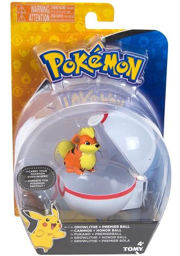 Boneco Pokémon Growlithe + Pokebola