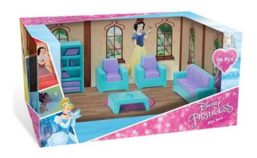 Casinha Boneca Mini Sala Princesas Disney 06 Pcs