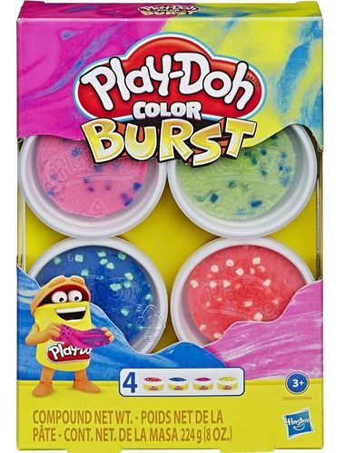 Massa De Modelar Play Doh Color Burst 4 Potes Massinha