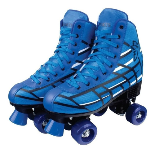 Patins Roller Quad Clássico Azul 4 Rodas 36 A 37 - Fenix