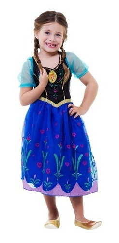 Fantasia Anna Frozen Infantil Luxo Disney Com Som E Luz