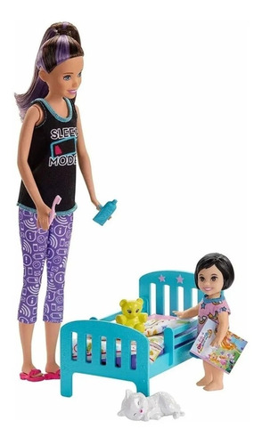 Boneca Barbie Skipper Babysitter Hora De Dormir Com Caminha