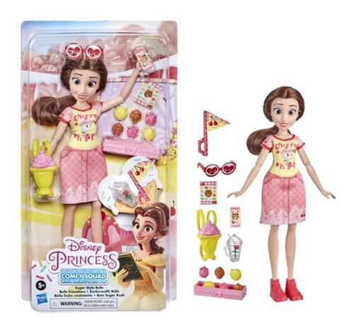 Boneca Bela Princesa Disney Comfy Squad + Acessórios