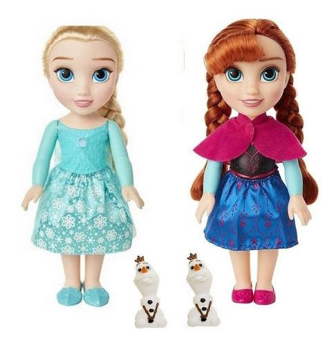 Kit Boneca Frozen Elsa E Anna Com Mini Olaf 30 Cm Mimo