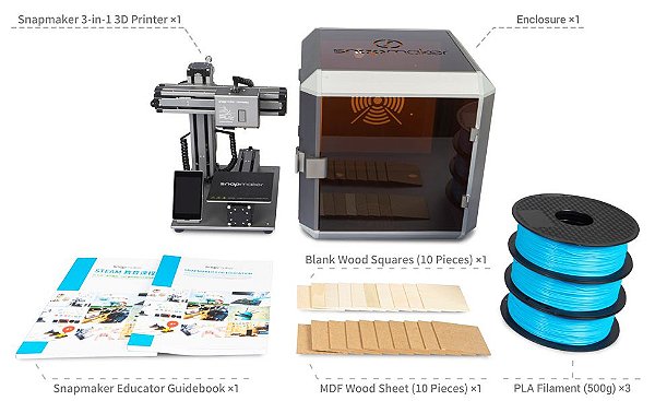 Snapmaker Education Bundle - impressora 3D multifuncional - impressão em 3D - gravação a laser - usinagem CNC