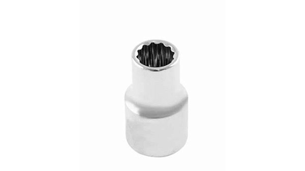 Soquete Estriado, 10 mm, Aço CrV, Encaixe 1/2 pol.