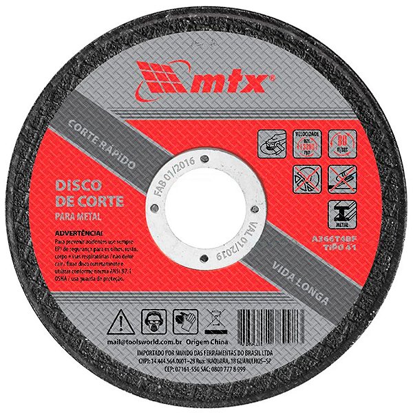 Disco de corte para Metal, 115 x 1,6 x 22 mm