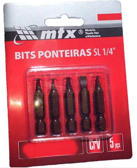 Bit SL 1/4 4,5 X 38 mm, aço CrV, 5 peças