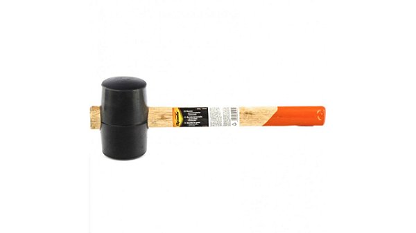 Martelo de Borracha Preta, 340g, Cabo de Madeira