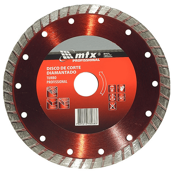 DISCO DE CORTE DIAMANTADO TURBO 180 X 25,4 MM, CORTE SECO