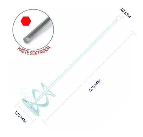 Misturador Para Tintas, Gesso 120x600 Mm Haste De 8mm 848469