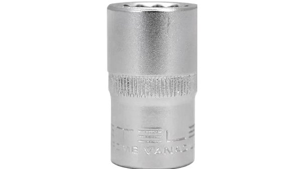 SOQUETE ESTRIADO, 13 MM, ACO CRV, ENCAIXE 1/2 POL. COM CLIP