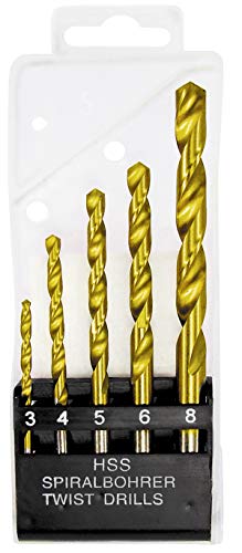 JOGO DE BROCAS AR METAL, 3-4-5-6-8 MM, TITANIO 5 PC//MTX