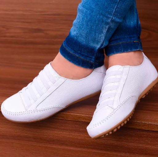 SAPATÊNIS FEMININO EM COURO LEGÍTIMO BRANCO