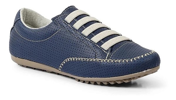 SAPATÊNIS FEMININO SINTÉTICO AJUSTE ELÁSTICO AZUL MARINHO