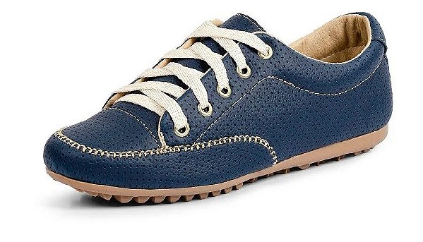 SAPATÊNIS FEMININO SINTÉTICO PERFURADO AZUL MARINHO