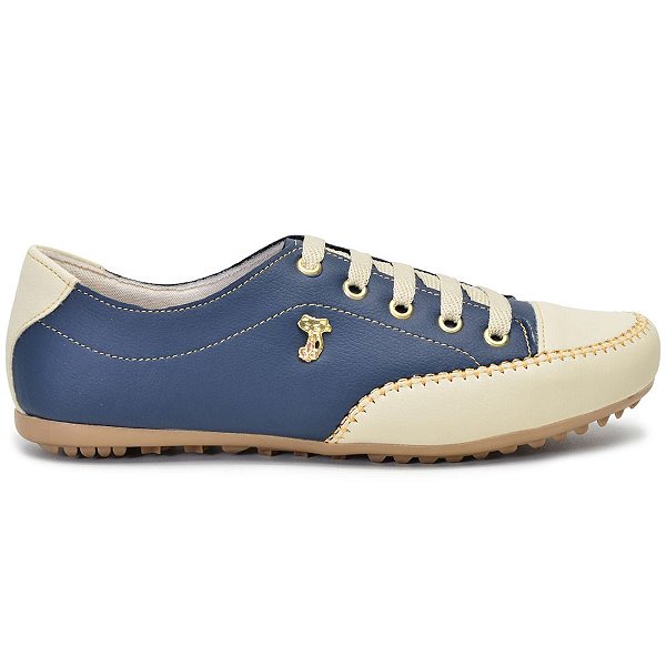 Sapatênis Feminino Azul Marinho Casual com Broche Gato