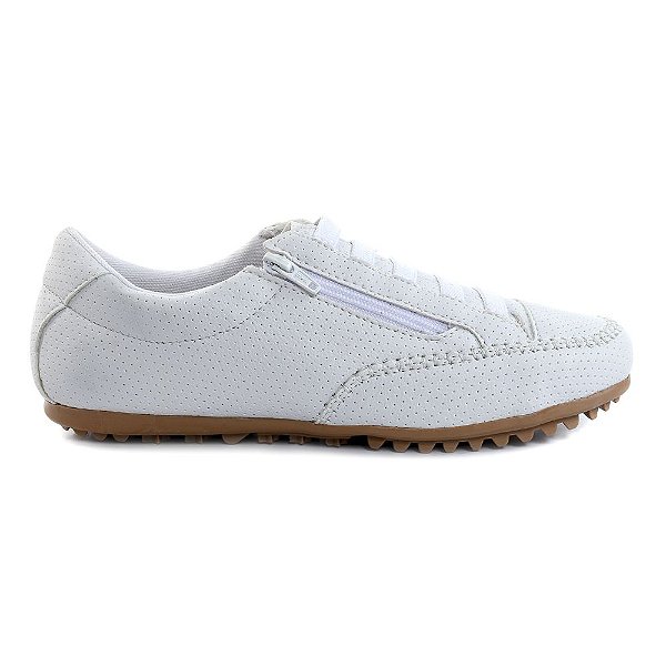 Sapatênis Feminino Casual Comfort Branco Ziper Lateral - Para Profissionais da área da Saúde