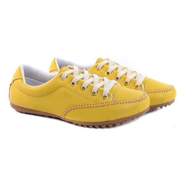 Sapatênis Feminino Amarelo Casual Elástico