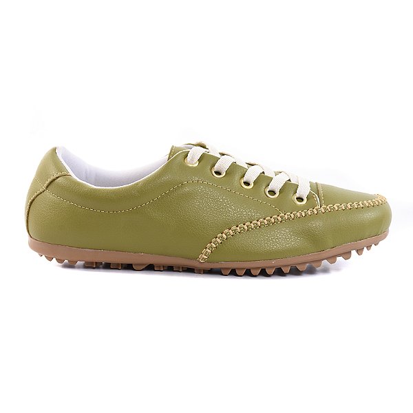 Sapatênis Feminino Verde Oliva Casual Cadarço