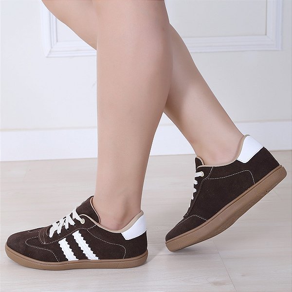 Tênis Marrom Café Couro camurça Moda