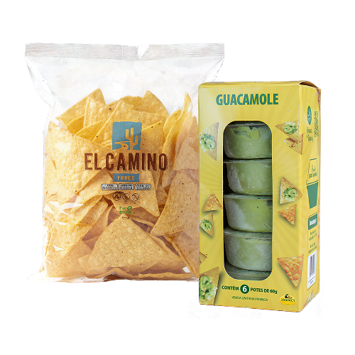 Blister com 6 potes de 60g de Guacamole + Nachos