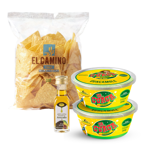 Kit Happy Hour em Casa - 02 Sr. Guaca 200g + 01 Nachos + Azeite Mini 20ml