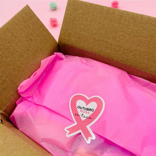 Adesivo Coração Laço Outubro Rosa