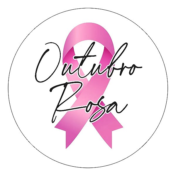 Adesivo Branco Laço Outubro Rosa