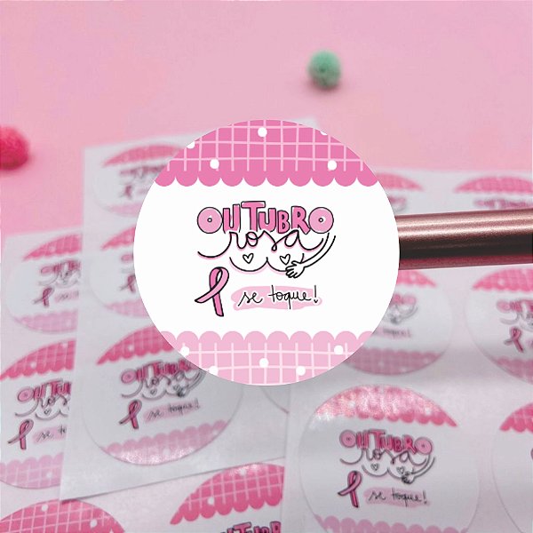 Adesivo Outubro Rosa Câncer de Mama