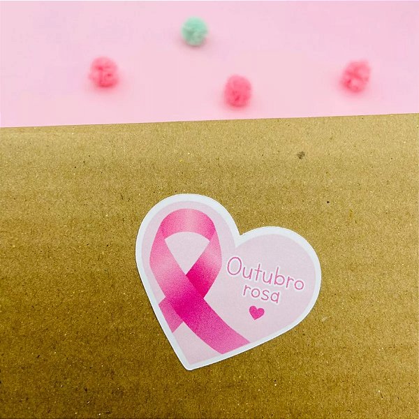 Adesivo Coração Outubro Rosa Câncer de Mama