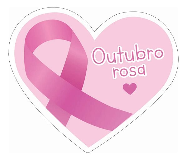Adesivo Coração Outubro Rosa Câncer de Mama
